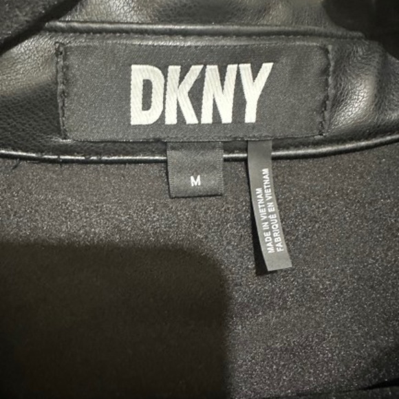 NWT_DKNY Long Sleeve Faux Leather Shirtdress  Snap-Closure Belted Medium - Picture 3 of 16